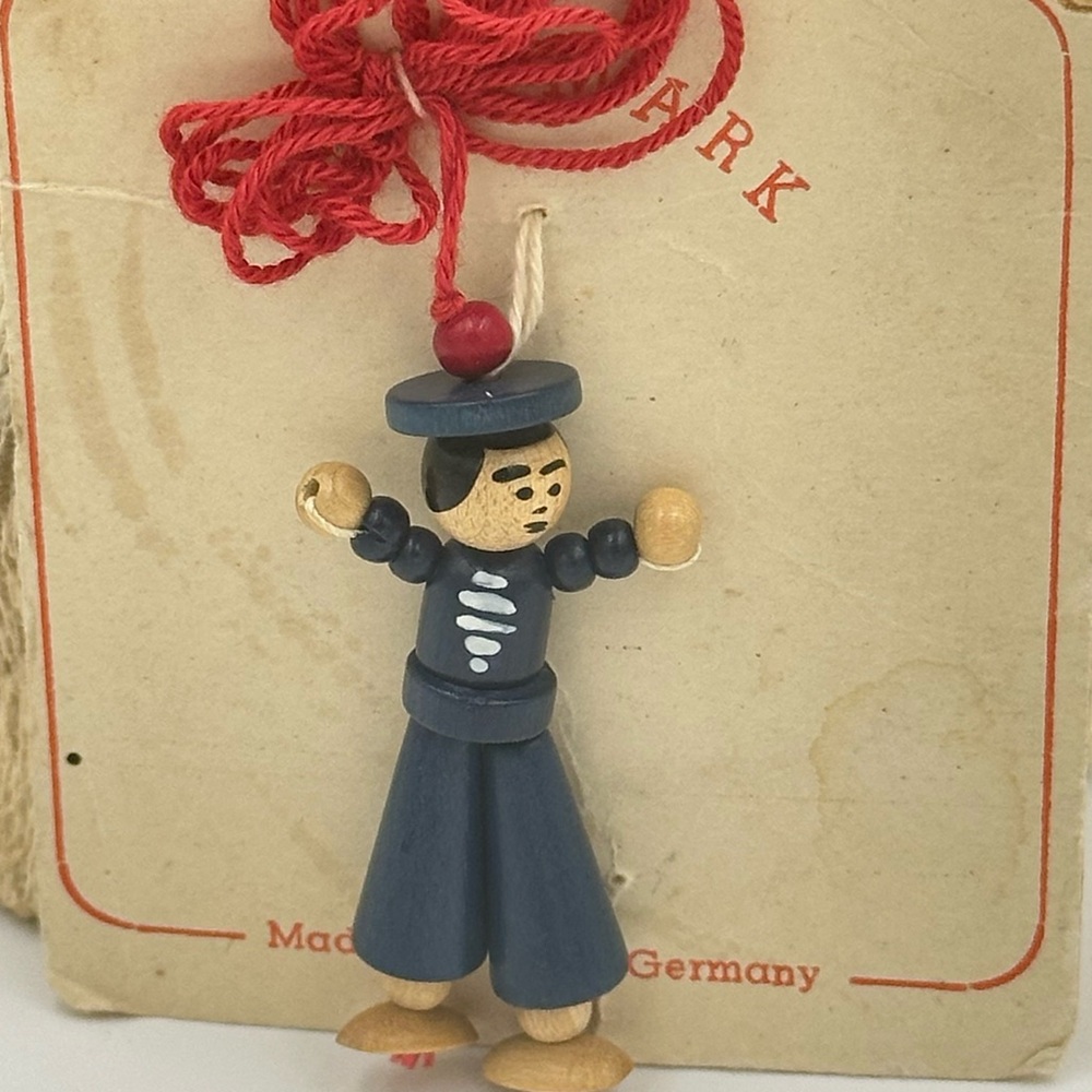 Vintage Hand-Painted Wooden Sailor Book Mark- Natural Wood Made in Germany